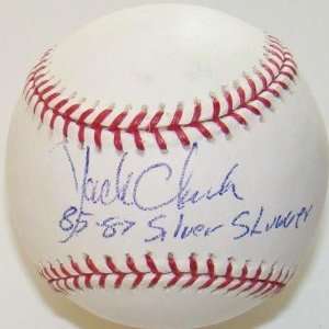 Jack Clark Signed Ball   with 85 87 SILVER SLUGGER Inscription 
