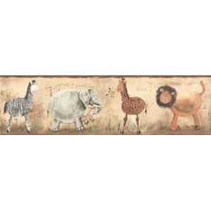  Safari Animals Brown Wallpaper Border in York Kids 4