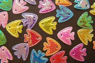 400 Mixed Mini Iridescent Shiny Fish Appliques Bow Card  