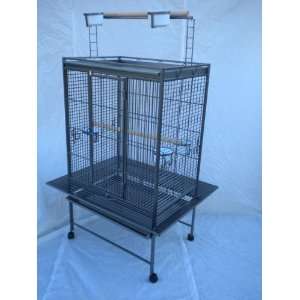  BIRD PARROT WROUGHT IRON CAGE PLAYTOP 32x23x68 Antique 