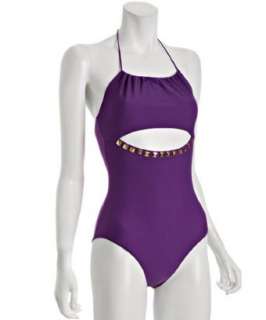Brette Sandler Swimwear plum studded Jackie one piece swimsuit 