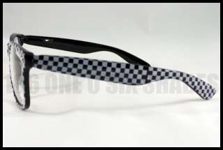 CLEAR Lens Checkered Thick Frame Nerd Geek Black and White New  