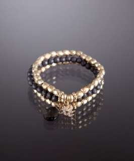 Kensico gold and black beaded Sloan triple strand aquarius bracelet 