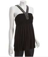 Romeo & Juliet Couture black jersey stretch beaded empire waist top 