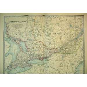  1910 Map Central Canada Lake Ontario Erie Huron Quebec 