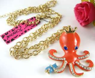 NEW FANCY RED OCTOPUS QUEEN CRYSTAL LONG NECKLACE105  