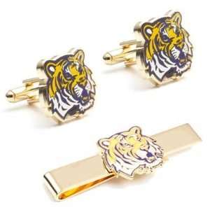  LSU Tigers Cufflinks and Tie Bar Gift Set Jewelry