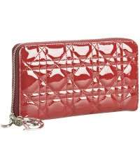    dark red quilted patent leather zip Lady Dior continental 
