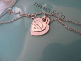   Co. Return To Tiffany Double Heart Pearl Sterling Silver Tag Necklace