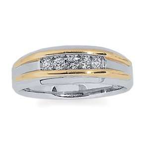    Mens 1/3 Carat Diamond 14k Two Tone Gold Wedding Ring Jewelry