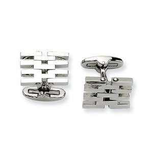    Mens Multiple Polished Stainless Steel Bars Cufflinks Jewelry