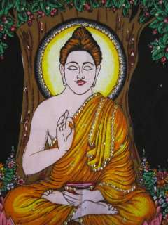 HANDMADE SEQUENCES WALL HANGING PAINTING BUDDHA BODHI L  