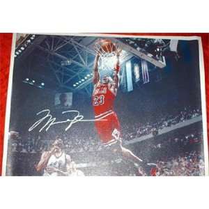  Michael Jordan Autographed Picture   16x20 Canvas Sports 
