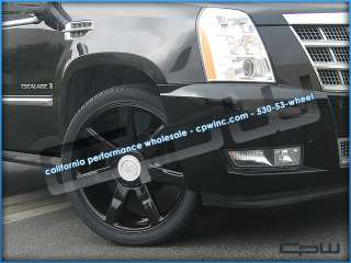 24 WHEELS RIMS TIRE PACKAGE GLOSS BLACK FOR CADILLAC ESCALADE  