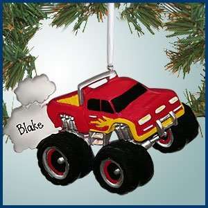  Personalized Christmas Ornaments   Monster Truck   Red 