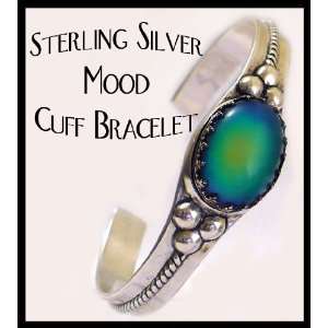   Quality Sterling Silver Mood Ring Cuff Bracelet   Oh the Vivid Colors