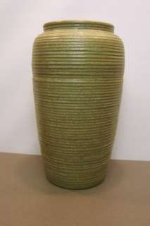   Monmouth Pottery 14 Urn Vase Floor Jardiniere Green Spiral Pattern