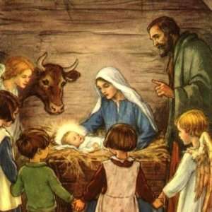  Vintage Nativity Scene, Baby Jesus in the Manger Stickers 