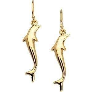  14K Gold Dolphin Earrings Yellow gold Jewelry