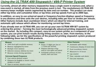 ULTRAK 499 P Printer for 2000 Lap Memory Stopwatch  