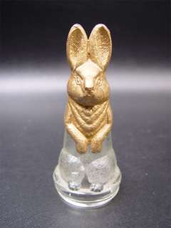 Vintage Avor Glass Candy Container Painted Bunny Rabbit  