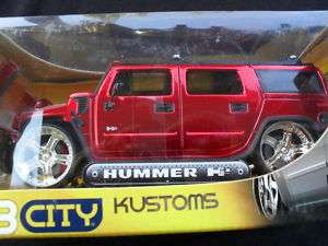 DIECAST CAR HUMMER H2 124 SCALE CANDY APPLE RED  