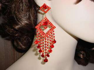 GORGEOUS RED CRYSTAL CHANDELIER EARRINGS *NEW*  