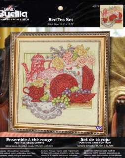 Red Tea Set ~ counted cross stitch kit