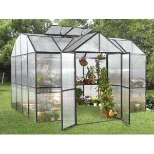   Garden Greenhouse with Black Frame and Full Shelving Patio, Lawn