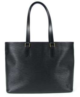   Stockton Black Epi Leather Zipper Large Tote Bag Shopper Handbag