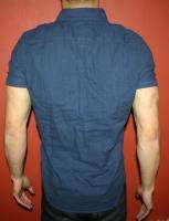   MUSCLE SLIM FIT MILITARY BUTTON RUGBY POLO NAVY SHIRT MENS XL  