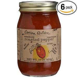 Cucina Antica Roasted Pepper Marinara, 16 Ounce Jars (Pack of 6 