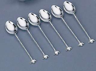 SET OF 6 SILVER PLATED DEMITASSE TEAPOT / COFFEE SPOONS  