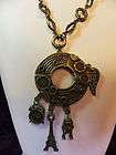 Steampunk Science Fiction Theme Necklace Brass Chain 4 Charms Robot 