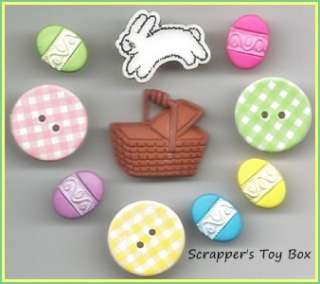EASTER BASKET Buttons Bunny Spring Eggs Sewing Rabbit  