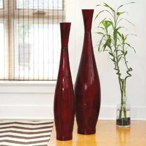  PoliVaz Red Bamboo Decorative Vase Set