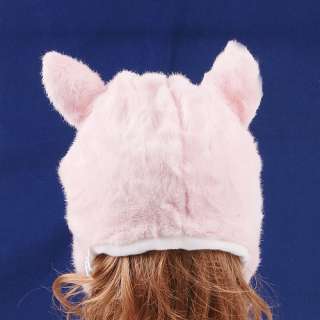 Cartoon Animal Pink Pig Cute Fluffy Plush Hat Cap H1693  