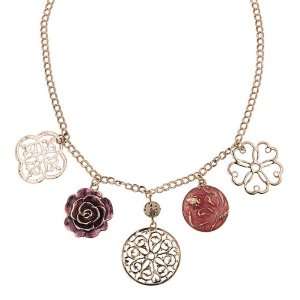  Rose Gold Charms Statement Necklace Jewelry