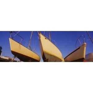 Sailboats in Dry Dock, Boston Harbor, Boston, Massachusetts, USA 