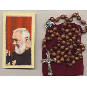  St Saint Padre Pio 3rd Class Relic Rosary with Holy Card 