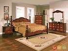   Solid Dark Pine 4 Pc Traditional King Bed Bedroom Furniture Set B5950