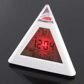   shaped 7 led alarm clock display date time temperature by turns 12
