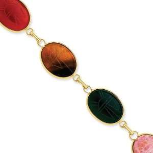  14k Gold 7 5 Stone Scarab Bracelet Jewelry