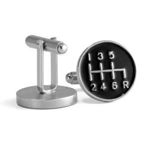Novelty Silver Tone Round Button Shape 6 Speed Stick Shift Gear With R 