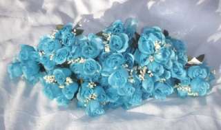 Turquoise Pool Aqua Blue Silk WEDDING ROSES Flowers  