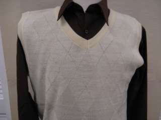 Mens New Light Weight Sweater Vest Argyle Design Daniel Ellissa Cream 