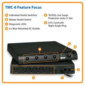   Tripp Lite TMC 6 6 Outlet Under Monitor Surge Protector: Electronics