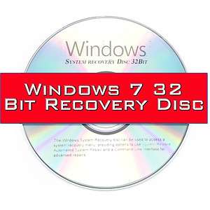 Official Microsoft Windows 7 System Recovery disk Live Boot CD 32bit 