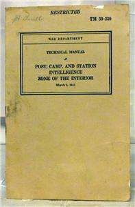 1941 WW2 WORLD WAR 2 TECHNICAL MANUAL RESTRICTED CAMP  