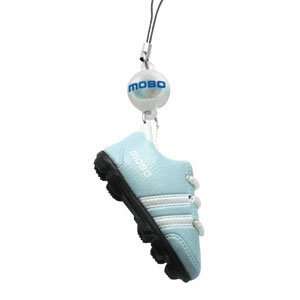  Soccer Shoe Flashing Cell Phone Charm, Light Blue w/ White 